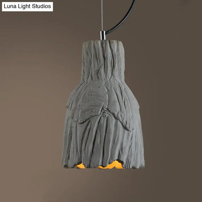 Industrial-Style Barn/Domed Ceiling Pendant Lamp in Grey, 6"/12" Wide - Cement Hanging Light Fixture