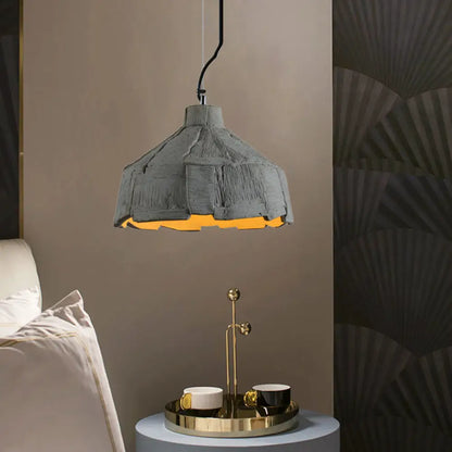 Industrial-Style Barn/Domed Ceiling Pendant Lamp in Grey, 6"/12" Wide - Cement Hanging Light Fixture