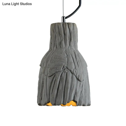 Industrial-Style Barn/Domed Ceiling Pendant Lamp in Grey, 6"/12" Wide - Cement Hanging Light Fixture