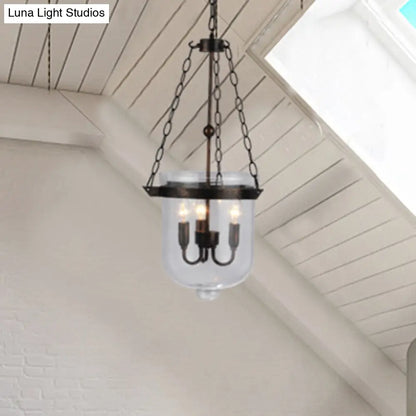 Industrial Style Black Bucket Chandelier Pendant for Dining Room Lighting