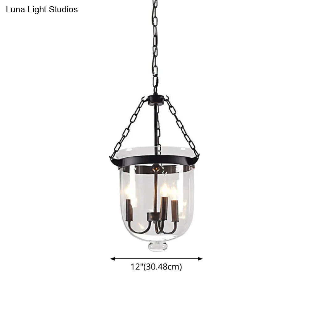 Industrial Style Black Bucket Chandelier Pendant for Dining Room Lighting