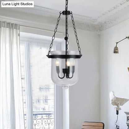 Industrial Style Black Bucket Chandelier Pendant for Dining Room Lighting