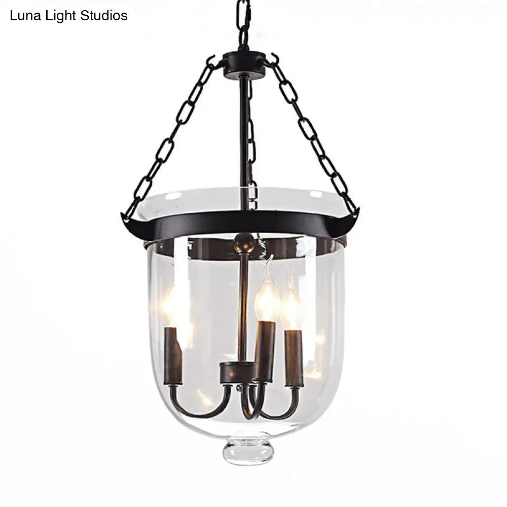 Industrial Style Black Bucket Chandelier Pendant for Dining Room Lighting