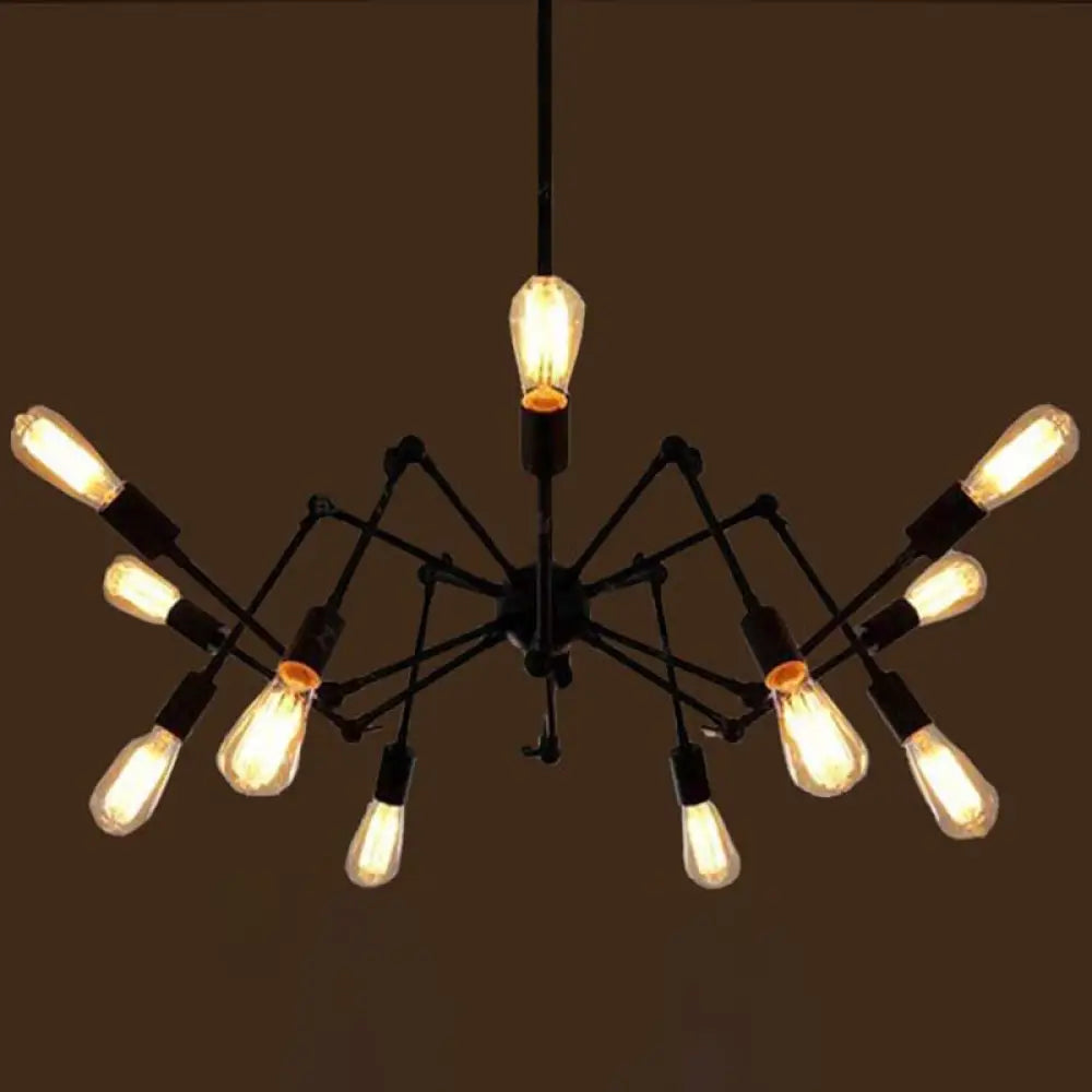 Industrial Style Black Chandelier with Multi-Light Pendant for Living Room