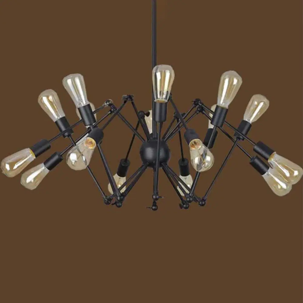 Industrial Style Black Chandelier with Multi-Light Pendant for Living Room