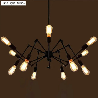 Industrial Style Black Chandelier with Multi-Light Pendant for Living Room