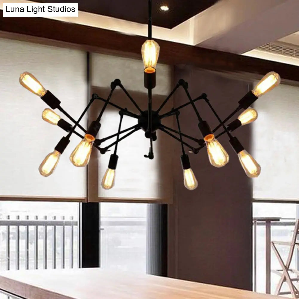 Industrial Style Black Chandelier with Multi-Light Pendant for Living Room