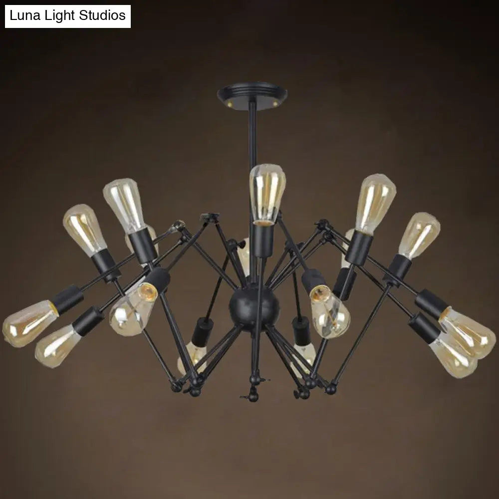 Industrial Style Black Chandelier with Multi-Light Pendant for Living Room