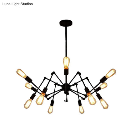 Industrial Style Black Chandelier with Multi-Light Pendant for Living Room