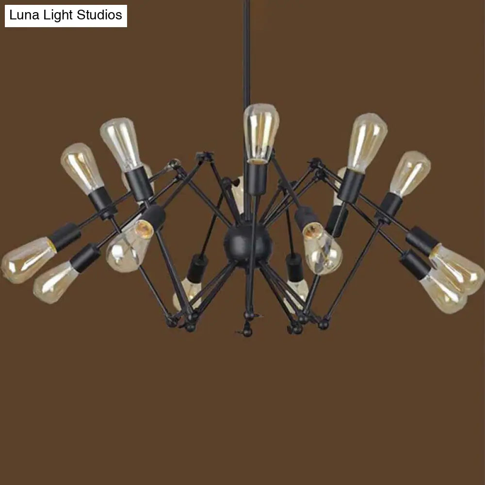 Industrial Style Black Chandelier with Multi-Light Pendant for Living Room