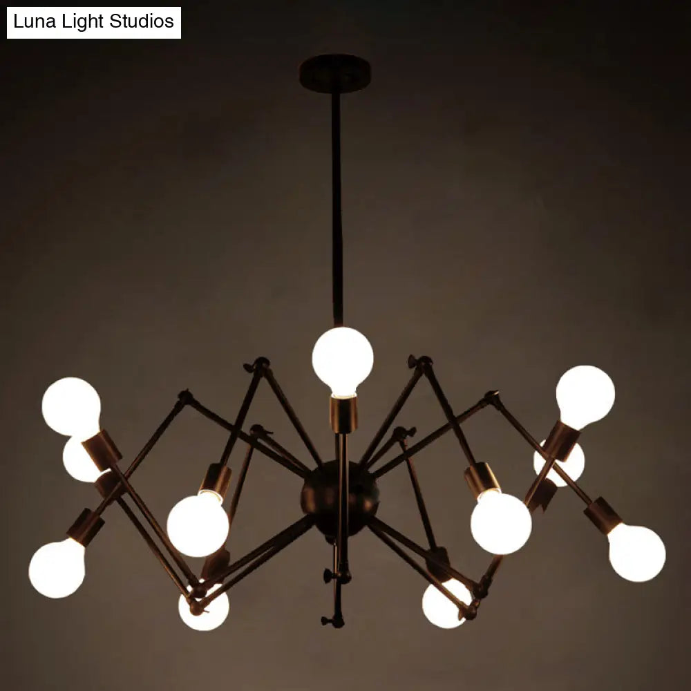 Industrial Style Black Chandelier with Multi-Light Pendant for Living Room