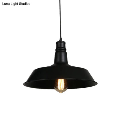 Industrial-Style Black Iron Pendant Lamp for Restaurants: 1-Light Bowl/Cage/Barn Design