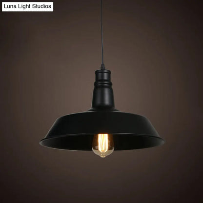 Industrial-Style Black Iron Pendant Lamp for Restaurants: 1-Light Bowl/Cage/Barn Design