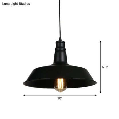 Industrial-Style Black Iron Pendant Lamp for Restaurants: 1-Light Bowl/Cage/Barn Design