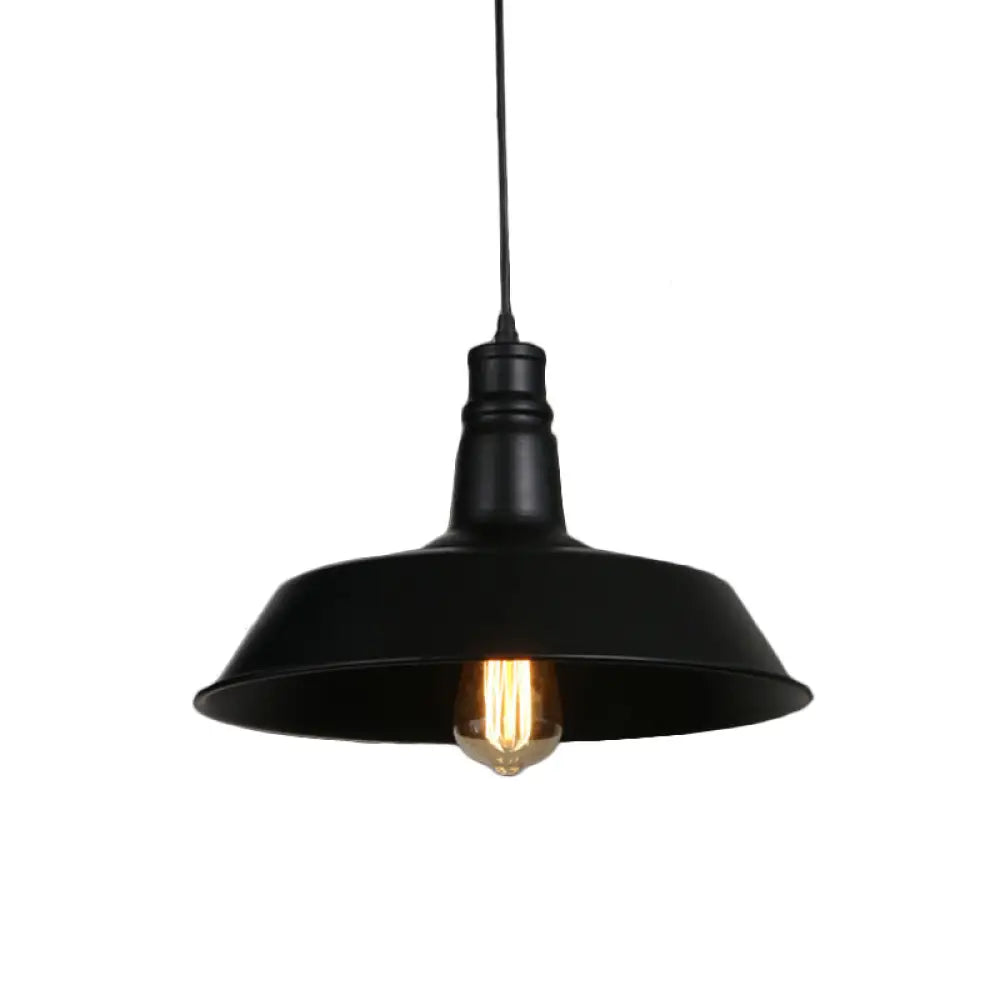 Industrial-Style Black Iron Pendant Lamp for Restaurants: 1-Light Bowl/Cage/Barn Design