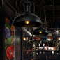 Industrial-Style Black Iron Pendant Lamp for Restaurants: 1-Light Bowl/Cage/Barn Design