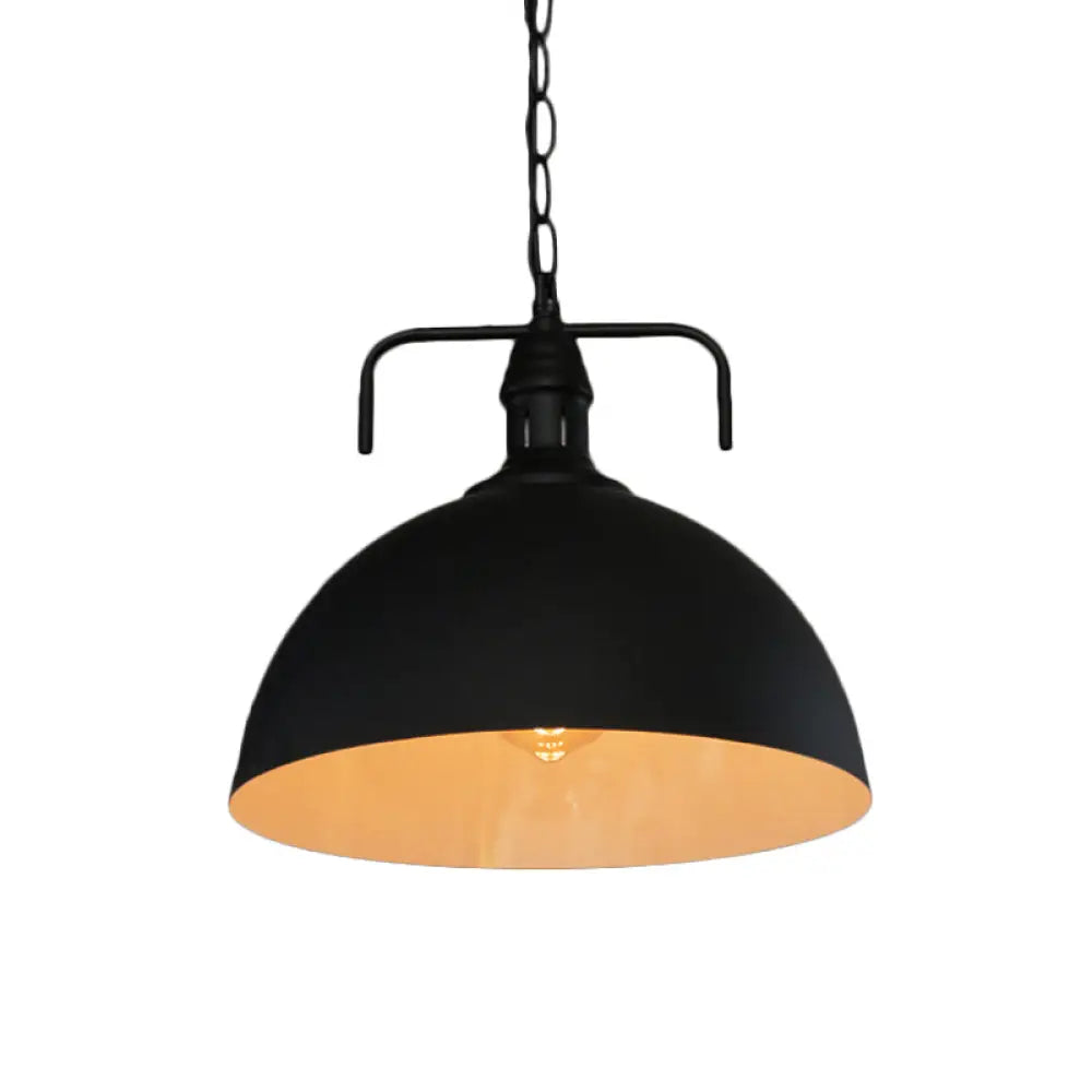 Industrial-Style Black Iron Pendant Lamp for Restaurants: 1-Light Bowl/Cage/Barn Design