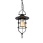 Industrial-Style Black Iron Pendant Lamp for Restaurants: 1-Light Bowl/Cage/Barn Design