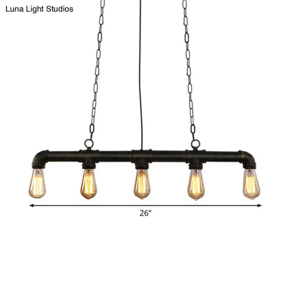 ديكوربايتس™ مصباح معلق من الحديد الأسود على الطراز الصناعي مع أنابيب خطية - مصباح معلق 3/5/10 رؤوس للجزيرة