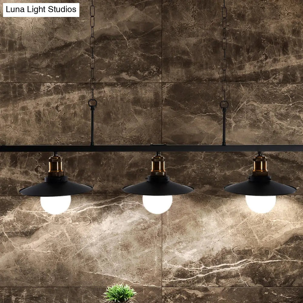 DecorBites™ Industrial Style Black Metal 3-Head Kitchen Ceiling Light with Chain | Flat Shade Island Lighting Fixture
