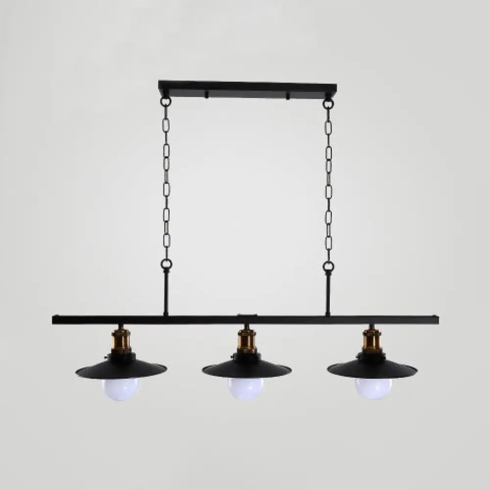 DecorBites™ Industrial Style Black Metal 3-Head Kitchen Ceiling Light with Chain | Flat Shade Island Lighting Fixture