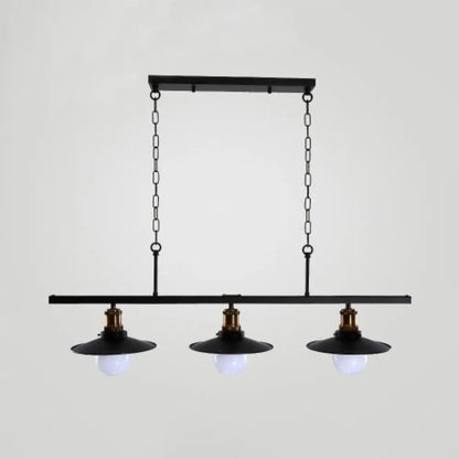 DecorBites™ Industrial Style Black Metal 3-Head Kitchen Ceiling Light with Chain | Flat Shade Island Lighting Fixture