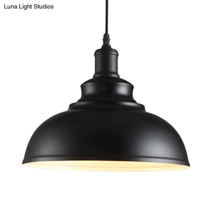 Industrial Style Black Metal Bowl Suspension Light with 1-Bulb - Ideal for Dining Room