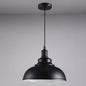 Industrial Style Black Metal Bowl Suspension Light with 1-Bulb - Ideal for Dining Room