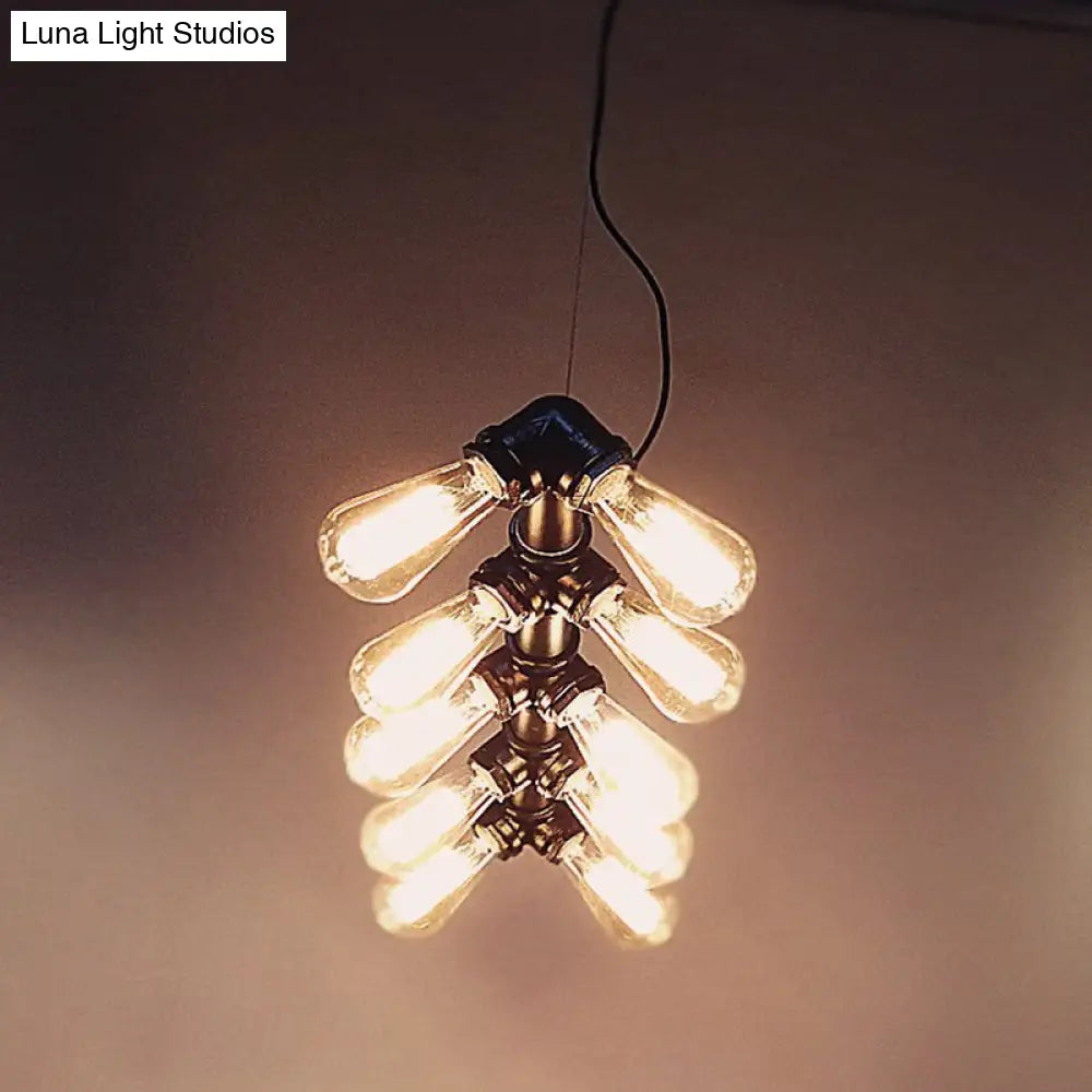 DecorBites™ Industrial Style Black Metal Piping Island Lamp - Dining Room Hanging Light Fixture