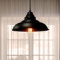 Industrial Style Black Pendant Light with Metallic Bowl Shade for Dining Room Suspension Lighting