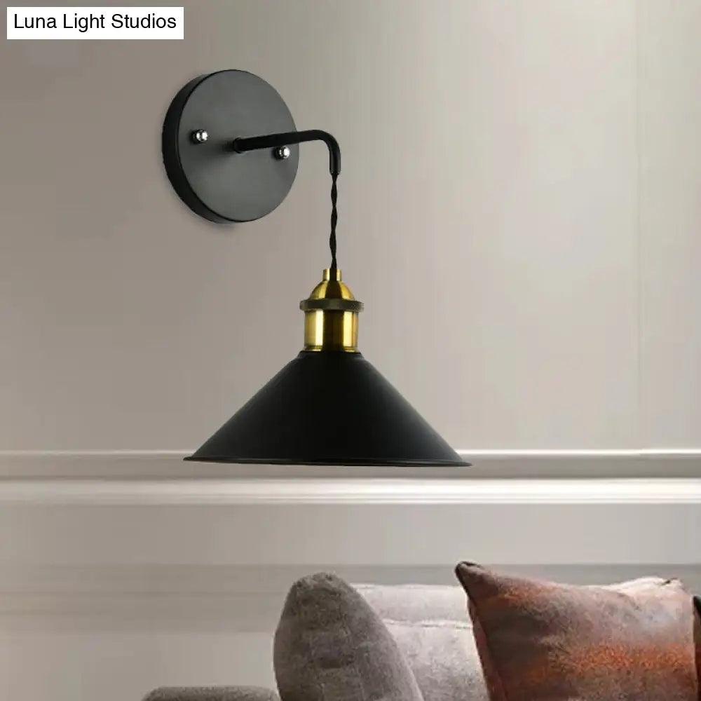 DecorBites™ DecorBites™ Industrial Style Black Wall Sconce Light for Dining Table - 1 Head, Conical Shade