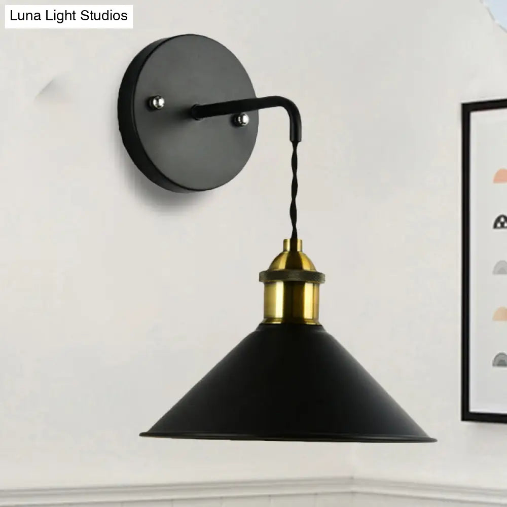 DecorBites™ DecorBites™ Industrial Style Black Wall Sconce Light for Dining Table - 1 Head, Conical Shade