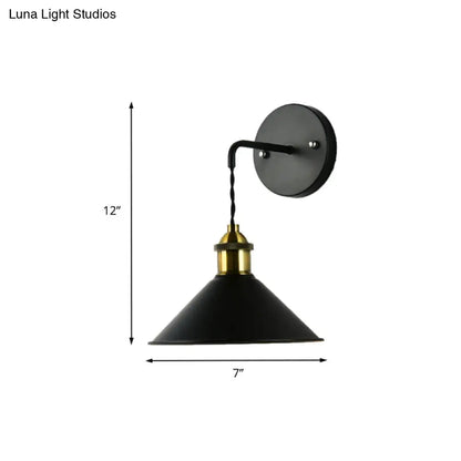 DecorBites™ DecorBites™ Industrial Style Black Wall Sconce Light for Dining Table - 1 Head, Conical Shade