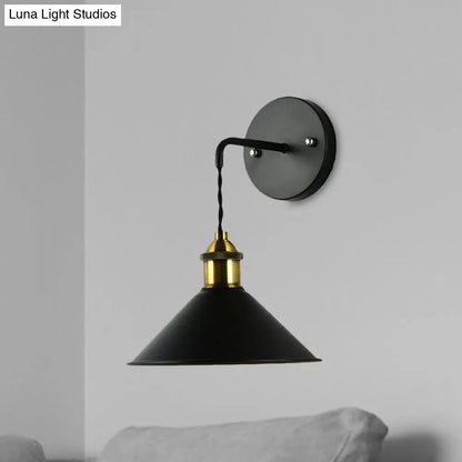 DecorBites™ DecorBites™ Industrial Style Black Wall Sconce Light for Dining Table - 1 Head, Conical Shade