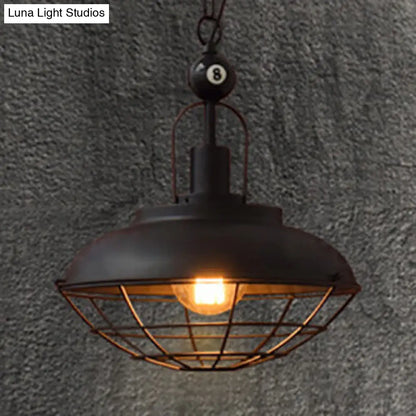 Industrial-Style Black Wire Cage Pendant Lamp - Perfect for Restaurants