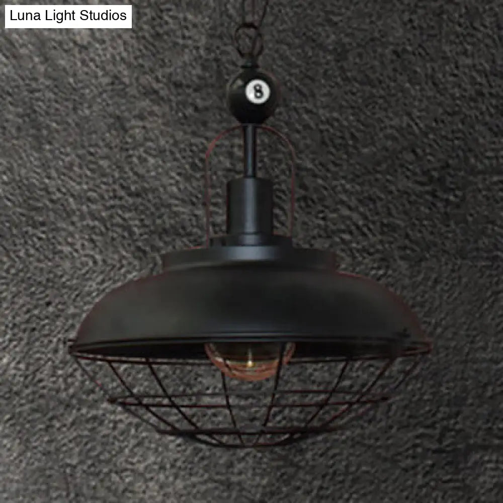 Industrial-Style Black Wire Cage Pendant Lamp - Perfect for Restaurants