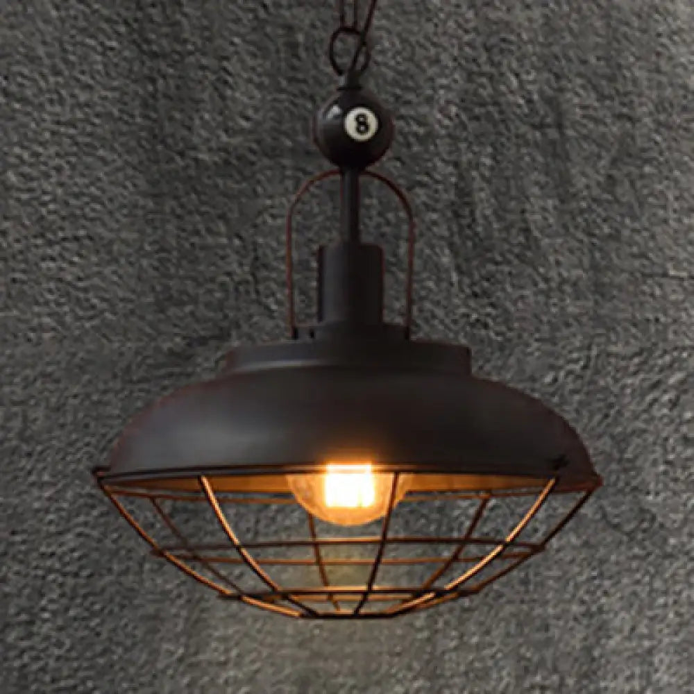 Industrial-Style Black Wire Cage Pendant Lamp - Perfect for Restaurants