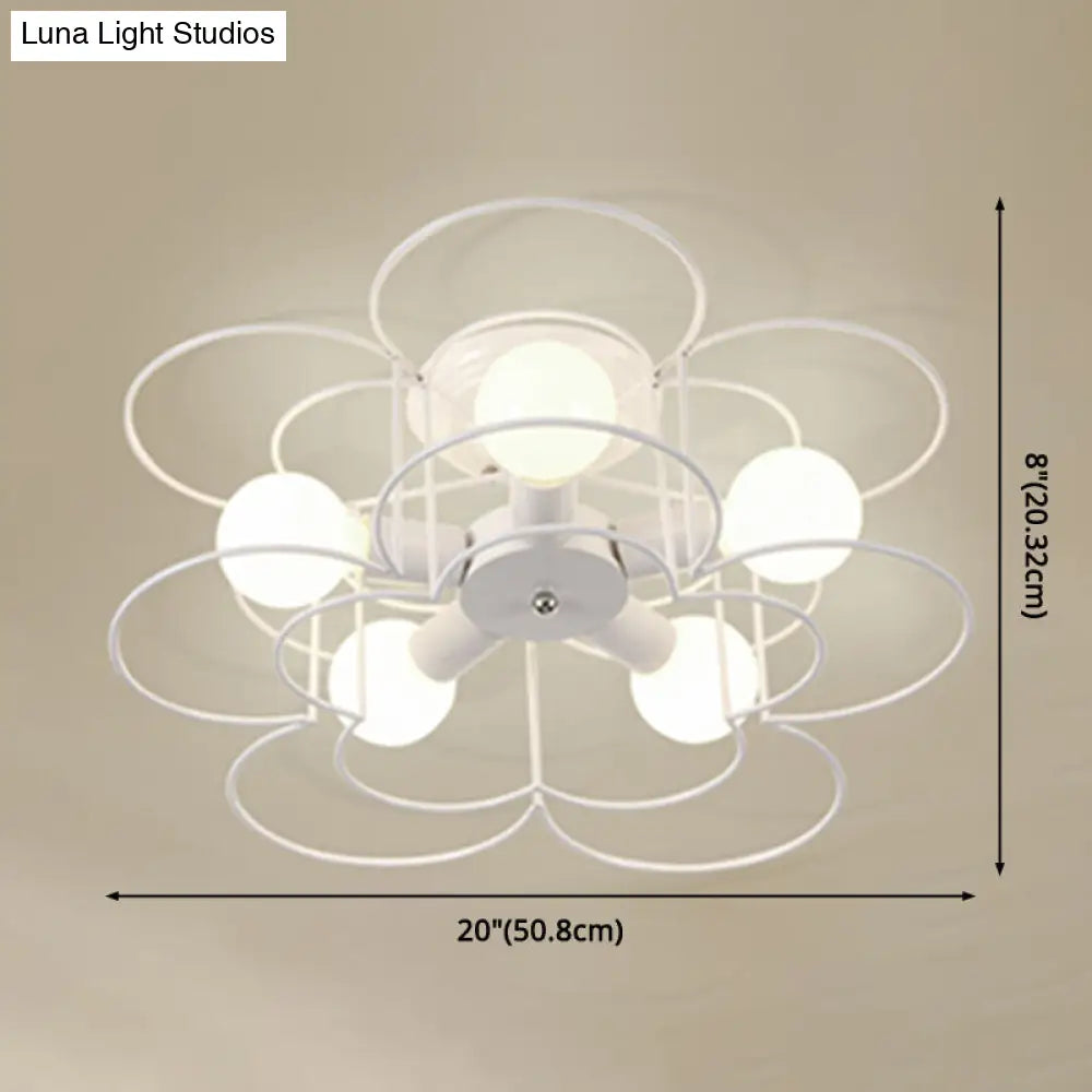 DecorBites™ DecorBites™ Industrial Style Ceiling Light: 5-Bulb Flush Mount Fixture with Iron Frame Lampshade - Dining Room Lighting