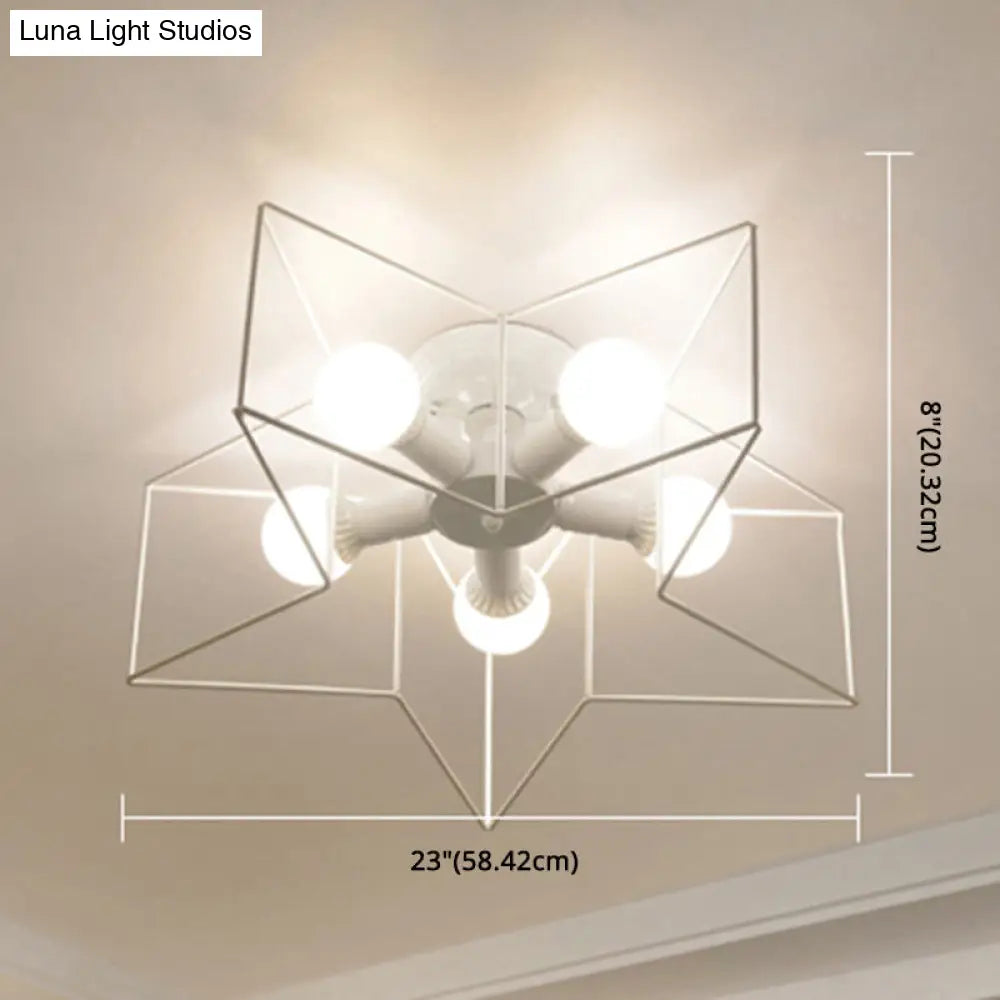 DecorBites™ DecorBites™ Industrial Style Ceiling Light: 5-Bulb Flush Mount Fixture with Iron Frame Lampshade - Dining Room Lighting