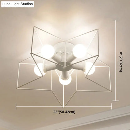 DecorBites™ DecorBites™ Industrial Style Ceiling Light: 5-Bulb Flush Mount Fixture with Iron Frame Lampshade - Dining Room Lighting