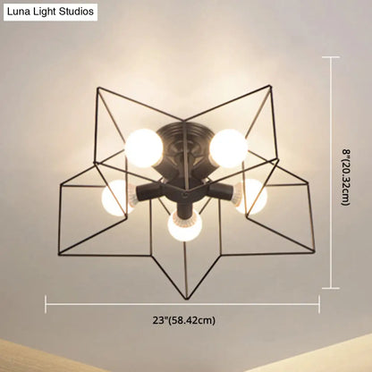 DecorBites™ DecorBites™ Industrial Style Ceiling Light: 5-Bulb Flush Mount Fixture with Iron Frame Lampshade - Dining Room Lighting