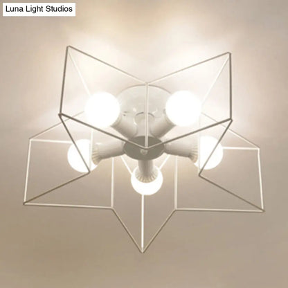 DecorBites™ DecorBites™ Industrial Style Ceiling Light: 5-Bulb Flush Mount Fixture with Iron Frame Lampshade - Dining Room Lighting