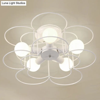 DecorBites™ DecorBites™ Industrial Style Ceiling Light: 5-Bulb Flush Mount Fixture with Iron Frame Lampshade - Dining Room Lighting