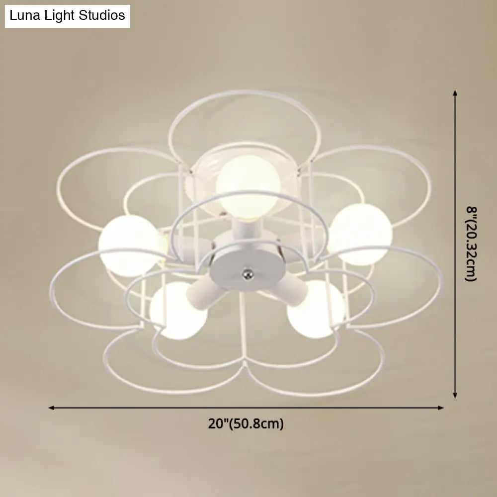 DecorBites™ DecorBites™ Industrial Style Ceiling Light: 5-Bulb Flush Mount Fixture with Iron Frame Lampshade - Dining Room Lighting