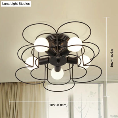 DecorBites™ DecorBites™ Industrial Style Ceiling Light: 5-Bulb Flush Mount Fixture with Iron Frame Lampshade - Dining Room Lighting
