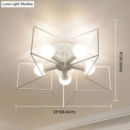 DecorBites™ DecorBites™ Industrial Style Ceiling Light: 5-Bulb Flush Mount Fixture with Iron Frame Lampshade - Dining Room Lighting