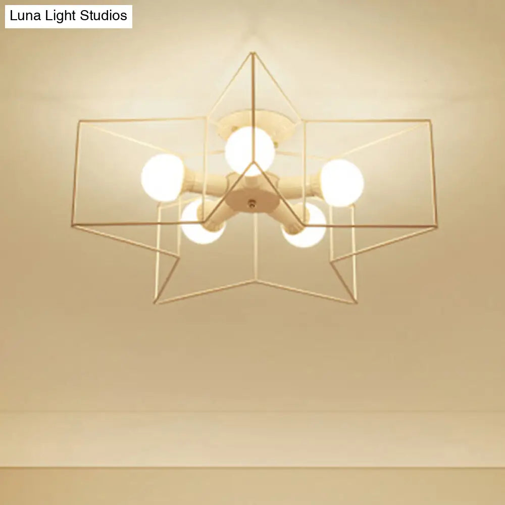 DecorBites™ DecorBites™ Industrial Style Ceiling Light: 5-Bulb Flush Mount Fixture with Iron Frame Lampshade - Dining Room Lighting