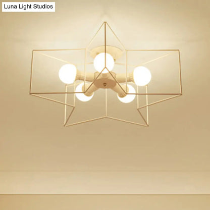 DecorBites™ DecorBites™ Industrial Style Ceiling Light: 5-Bulb Flush Mount Fixture with Iron Frame Lampshade - Dining Room Lighting