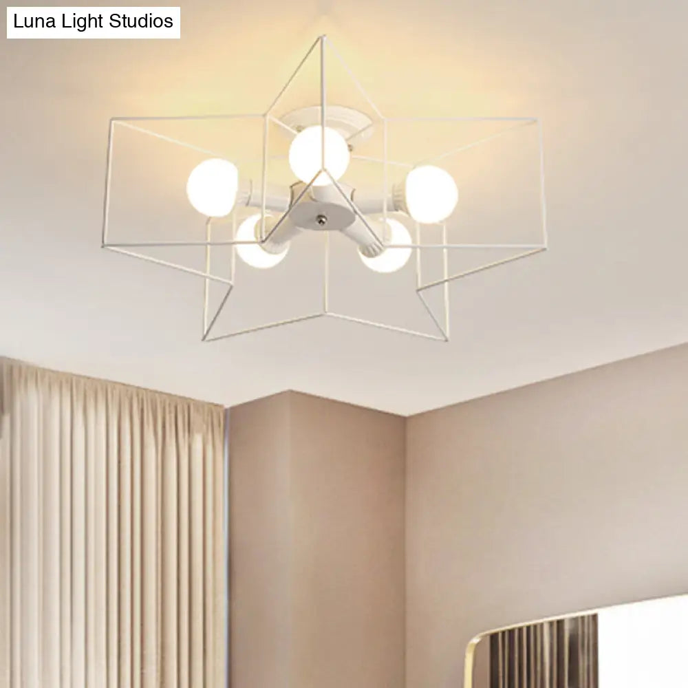 DecorBites™ DecorBites™ Industrial Style Ceiling Light: 5-Bulb Flush Mount Fixture with Iron Frame Lampshade - Dining Room Lighting