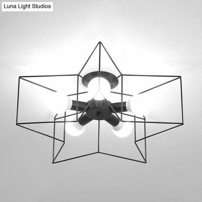 DecorBites™ DecorBites™ Industrial Style Ceiling Light: 5-Bulb Flush Mount Fixture with Iron Frame Lampshade - Dining Room Lighting